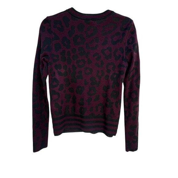 Marc Cain S Collections Virgin Wool Aubergine Animal Print Sweater Size N1 US 2 - Picture 4 of 5